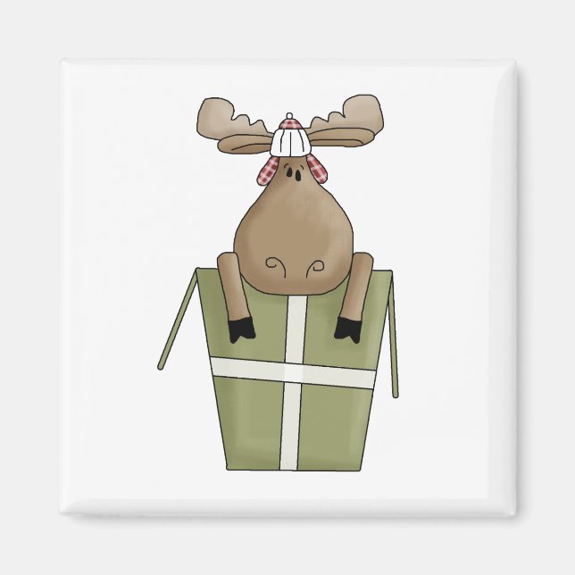 Aimant Critère de Noël ・ Boîte à orignaux et cadeaux (Devant)
