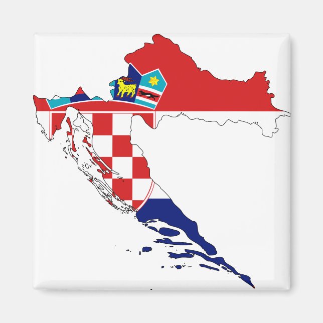 Aimant Croatie Carte du drapeau HR Hrvatska (Devant)
