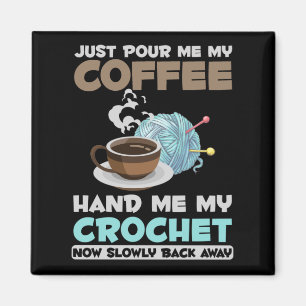 Aimant Crochet et café Hobby Fil d'Artisanat Lover
