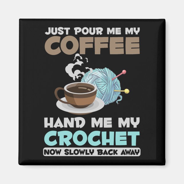 Aimant Crochet et café Hobby Fil d'Artisanat Lover (Devant)