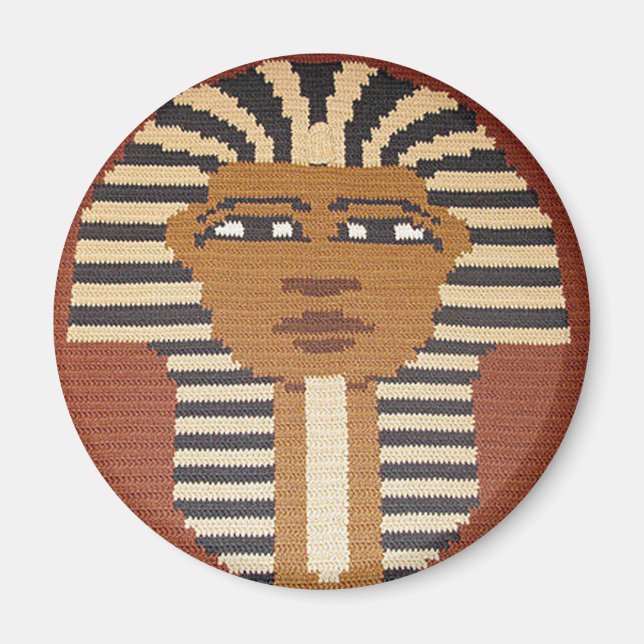 Aimant Crochet noir beige Brown King Tut Imprimer en rond (Devant)