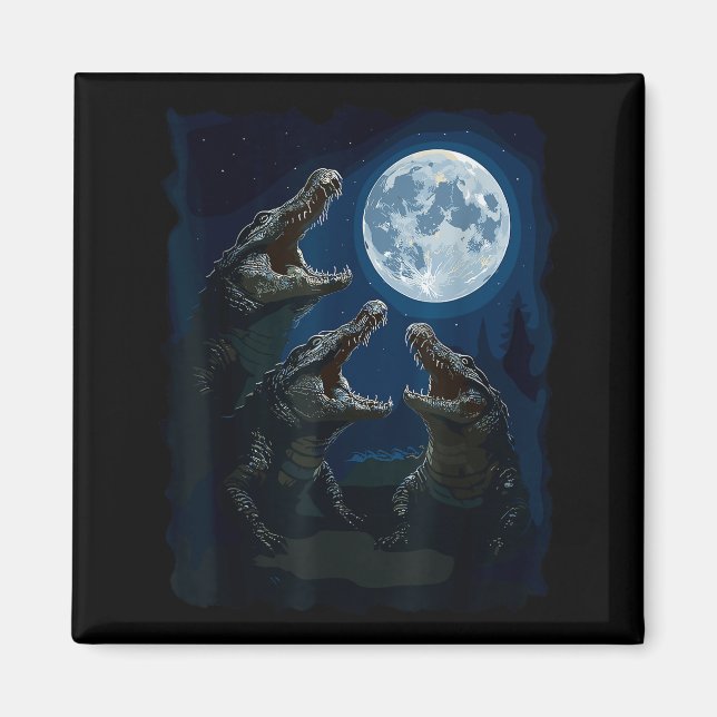 Aimant Crocodile hurle à la lune faune crocodiles  (Devant)