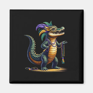 Aimant Crocodile Mardi Gras Drôle Crocodile Mardi Gras