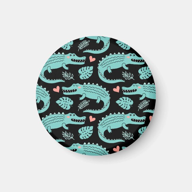 Aimant Crocodiles de caricatures, motif mignon sans soudu (Devant)