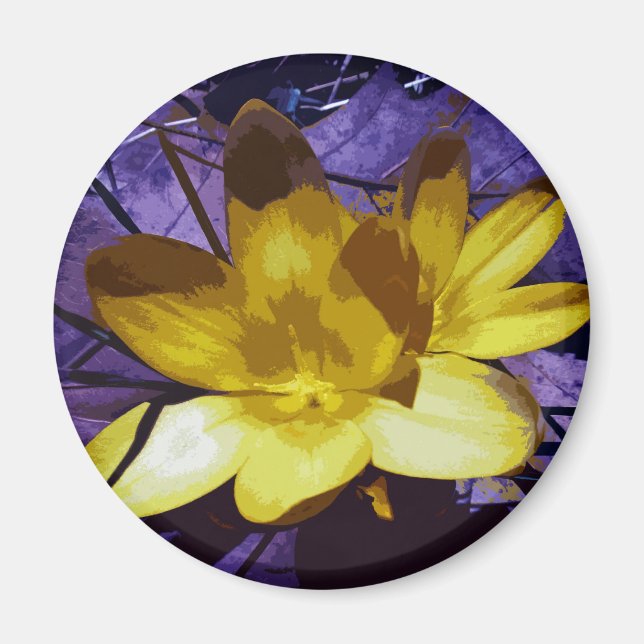 Aimant Crocus jaune numérique (Devant)