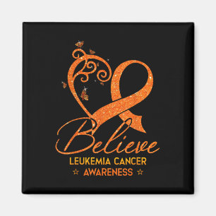 Aimant Croire Ruban Orange Cœur Leucémie Cancer du Sang