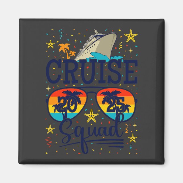 Aimant Croisière 2025 Carré de vacances de croisière (Devant)