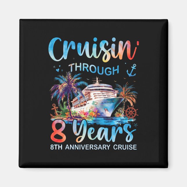 Aimant Croisière à travers 8 ans 8e anniversaire de crois (Devant)