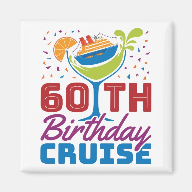 Aimant Croisière d'anniversaire 60e Croisière de 60 ans (Devant)
