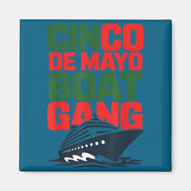 Aimant Croisière d'aventure du gang de bateaux Cinco de m (Devant)