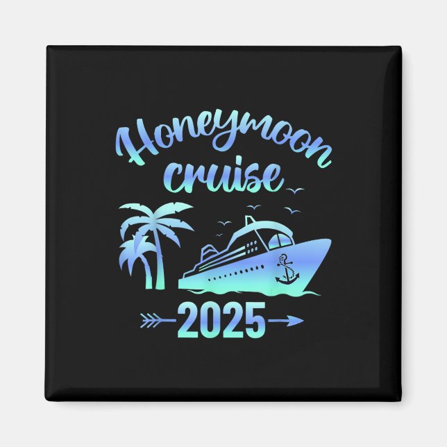 Aimant Croisière de lune de miel Tout juste mariés 2025 C (Devant)