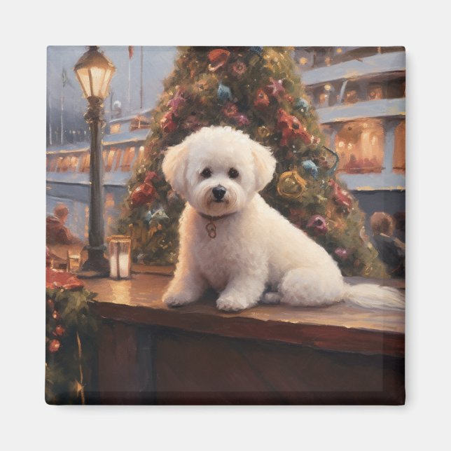 Aimant Croisière de Noël de Bichon Frise : Pawsome Holida (Devant)