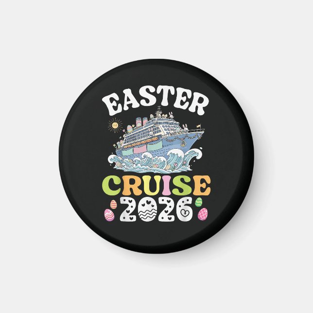 Aimant Croisière de Pâques 2026 Vacances Lapin Bateau Pri (Devant)