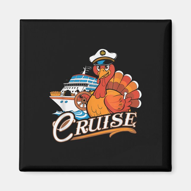 Aimant Croisière drôle de Thanksgiving Dinde Bateau Vacan (Devant)