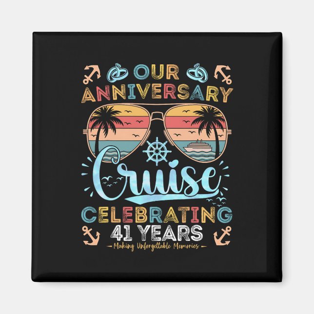Aimant Croisière du 41e anniversaire pour célébrer 41 ans (Devant)