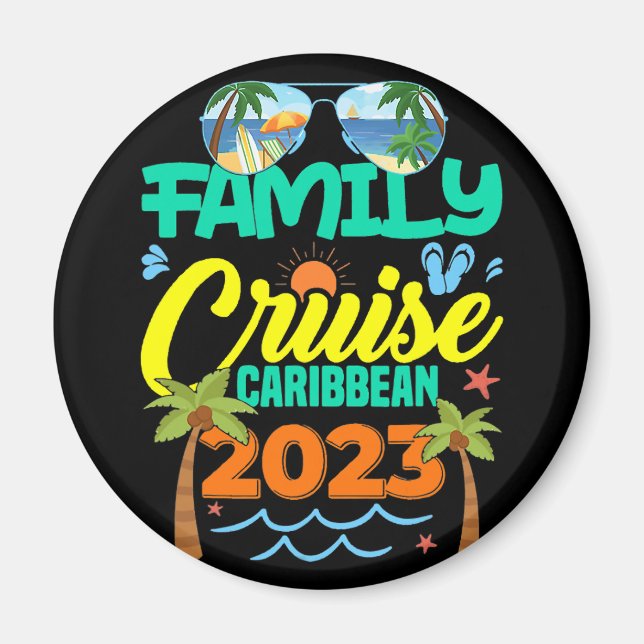 Aimant Croisière en famille Caraïbes 2023 Vacances d'été (Devant)