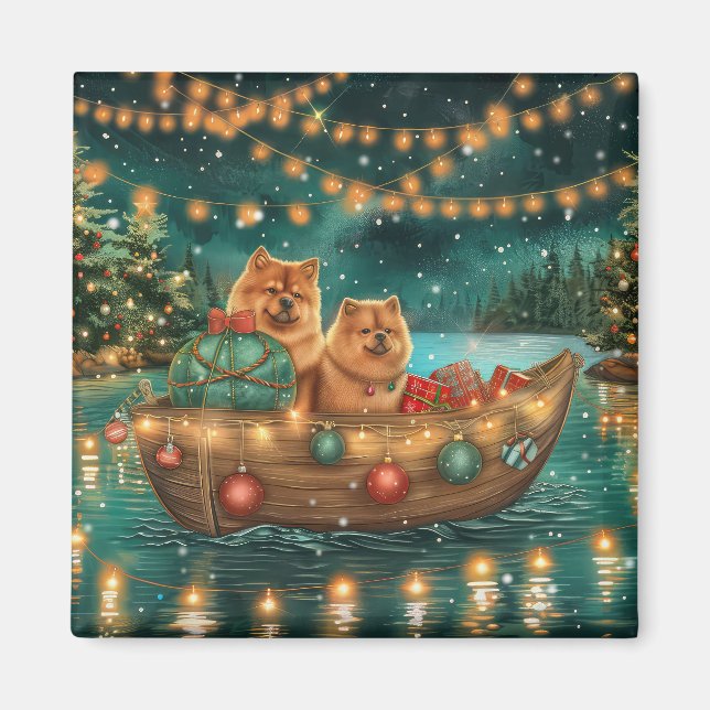 Aimant Croisière festive de Noël du Chow Chow (Devant)