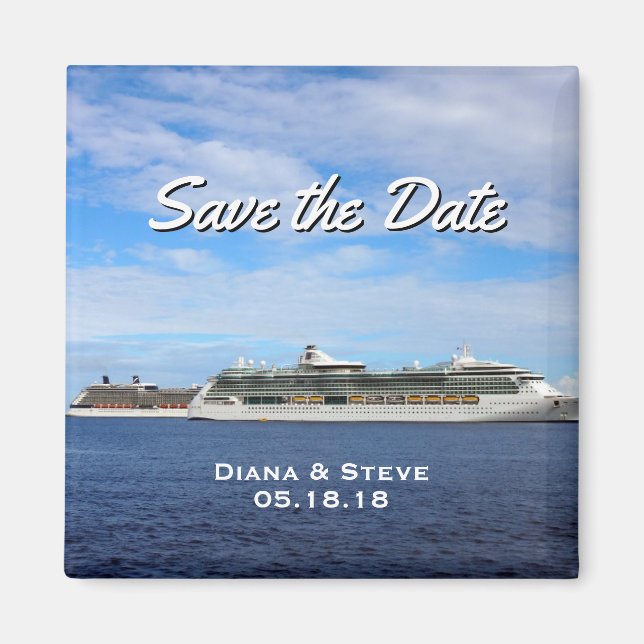 Aimant Croisière Mariage Faveur | Enregistrer la date nau (Devant)