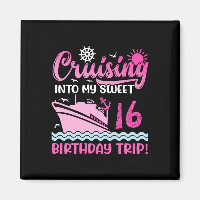 Aimant Croisière pour mon 16ème anniversaire doux L (Devant)