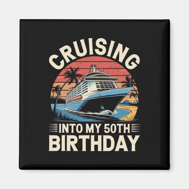 Aimant Croisière pour mon voyage de 50e anniversaire de v (Devant)