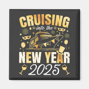 Aimant Croisière sur la croisière du Nouvel An Carré 2025