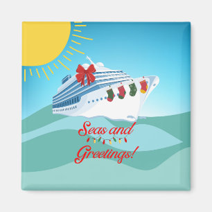 Aimant Croisière sur mer et salutations Porte de Noël