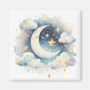 Aimant Croissant de Lune Céleste Bleu et Blanc Bohème Mod