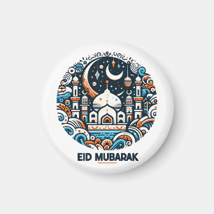 Aimant Croissant de lune doré & Lanterne Eid Mubarak Isla