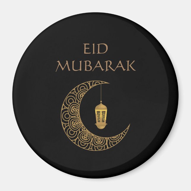 Aimant Croissant de lune doré & Lanterne Eid Mubarak Isla (Devant)