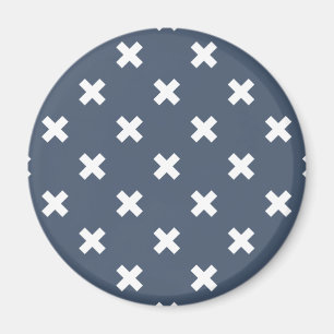 Aimant Croix blanches sur bleu-gris