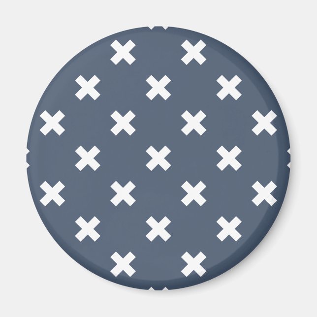 Aimant Croix blanches sur bleu-gris (Devant)