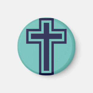 Aimant Croix chrétienne bleue différentes variantes