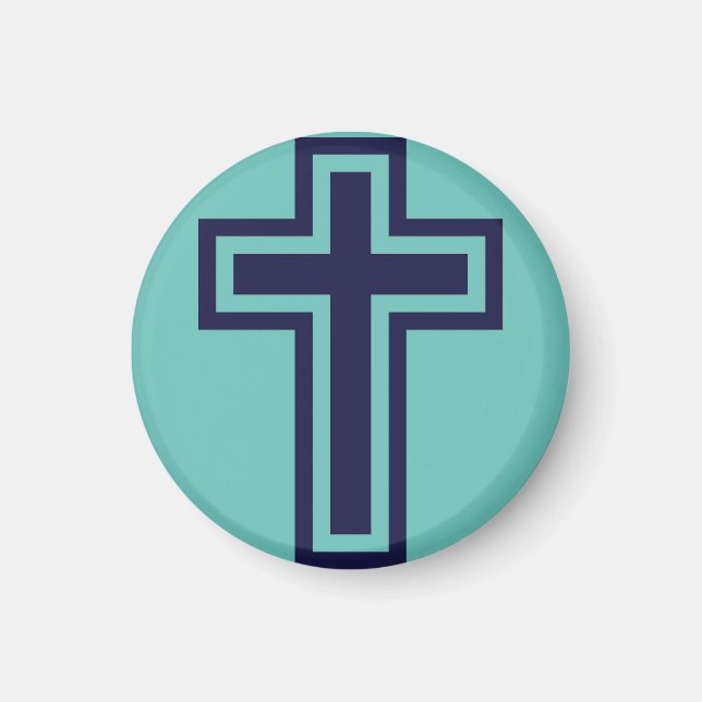 Aimant Croix chrétienne bleue différentes variantes (Devant)
