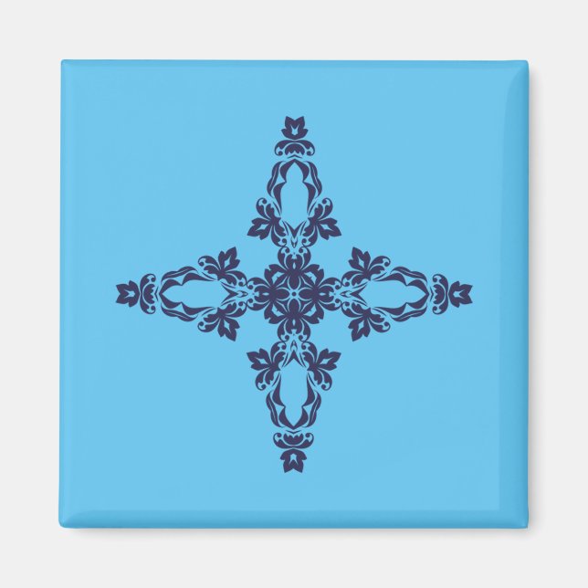 Aimant Croix Chrétienne en Bleu Céleste Art (Devant)