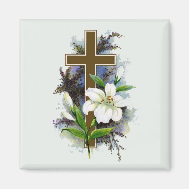 Aimant Croix chrétienne en or (Devant)