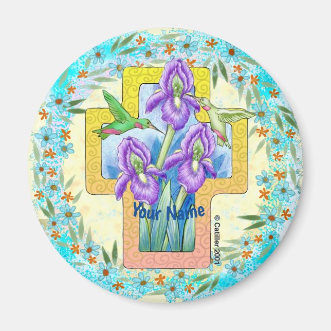 aimant Croix chrétienne Iris (Devant)