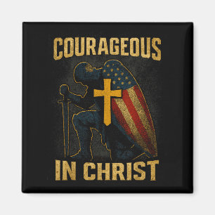 Aimant Croix de Chevalier Courageux en Christ Drapeau Pat