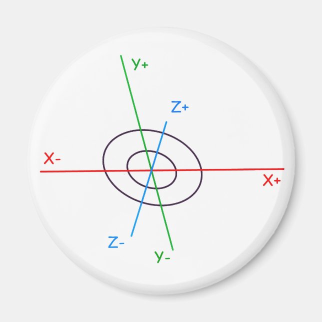 Aimant Croix de coordonnées 3D (Devant)
