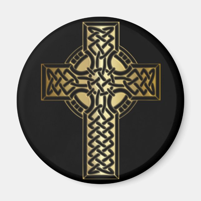 Aimant Croix de noeud celtique en or et noir (Devant)