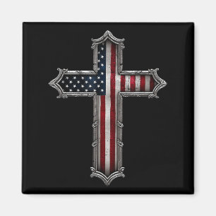 Aimant Croix Drapeau États-Unis Chrétien Religieux États-