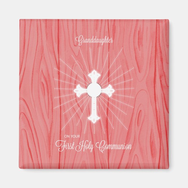 Aimant Croix et rayons de première communion de petite-fi (Devant)