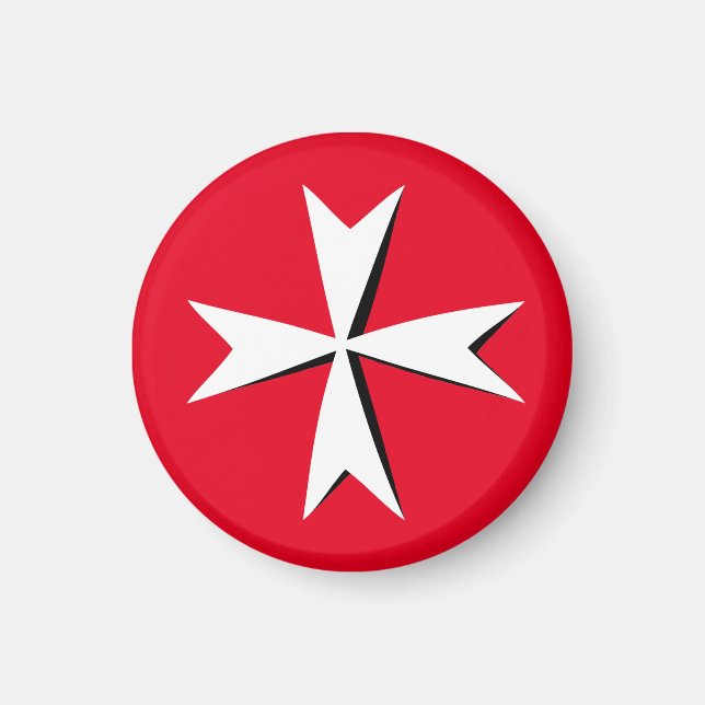 Aimant Croix maltaise blanche et drapeau maltais /symbole (Devant)