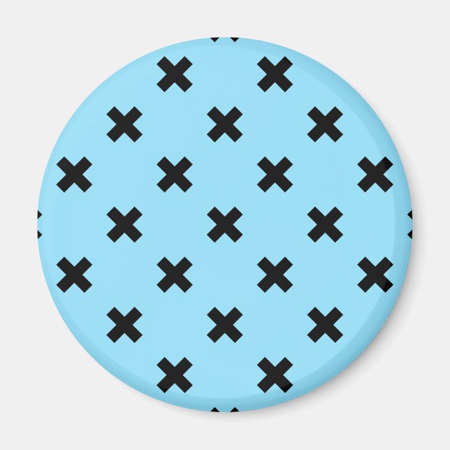 Aimant Croix noire sur le bleu bébé (Devant)