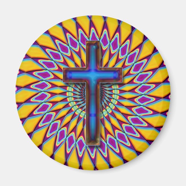 AIMANT CROIX RÉTRO COLORÉE (Devant)