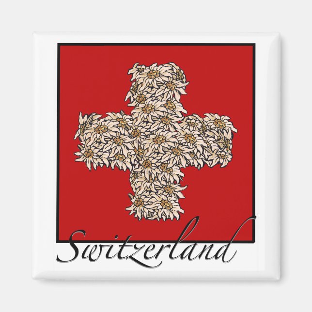 Aimant Croix suisse Edelweiss (Devant)
