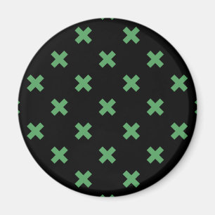 Aimant Croix verte coutures sur noir