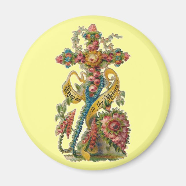 Aimant Croix vintage de la consistance florale (Devant)