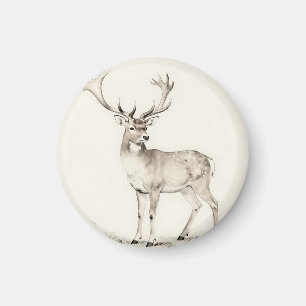 Aimant Croquis de cerf majestueux à cornes