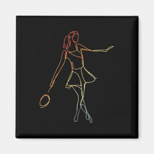 Aimant Croquis de joueuse de badminton Jeu de navette pou