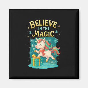 Aimant Croyez En La Magie Unicorn Kids Christmas Design